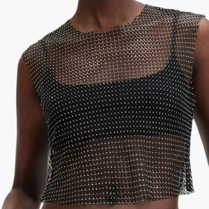 RHINESTONE SLEEVELESS CROP TOP NO STRETCH SIZE MEDIUM